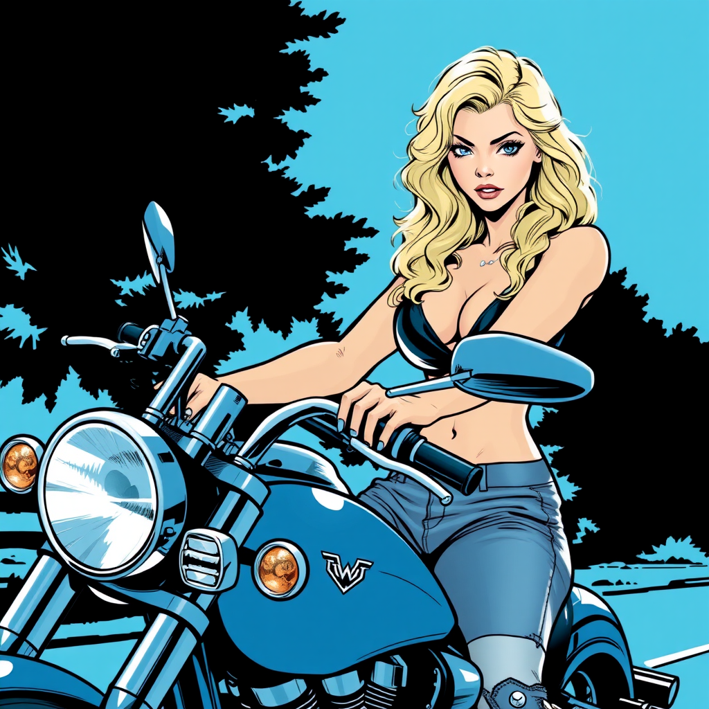 blonde woman curly hair blue eyes by Free AI Image Generator & Maker - No login required✨ | AIGAZOU