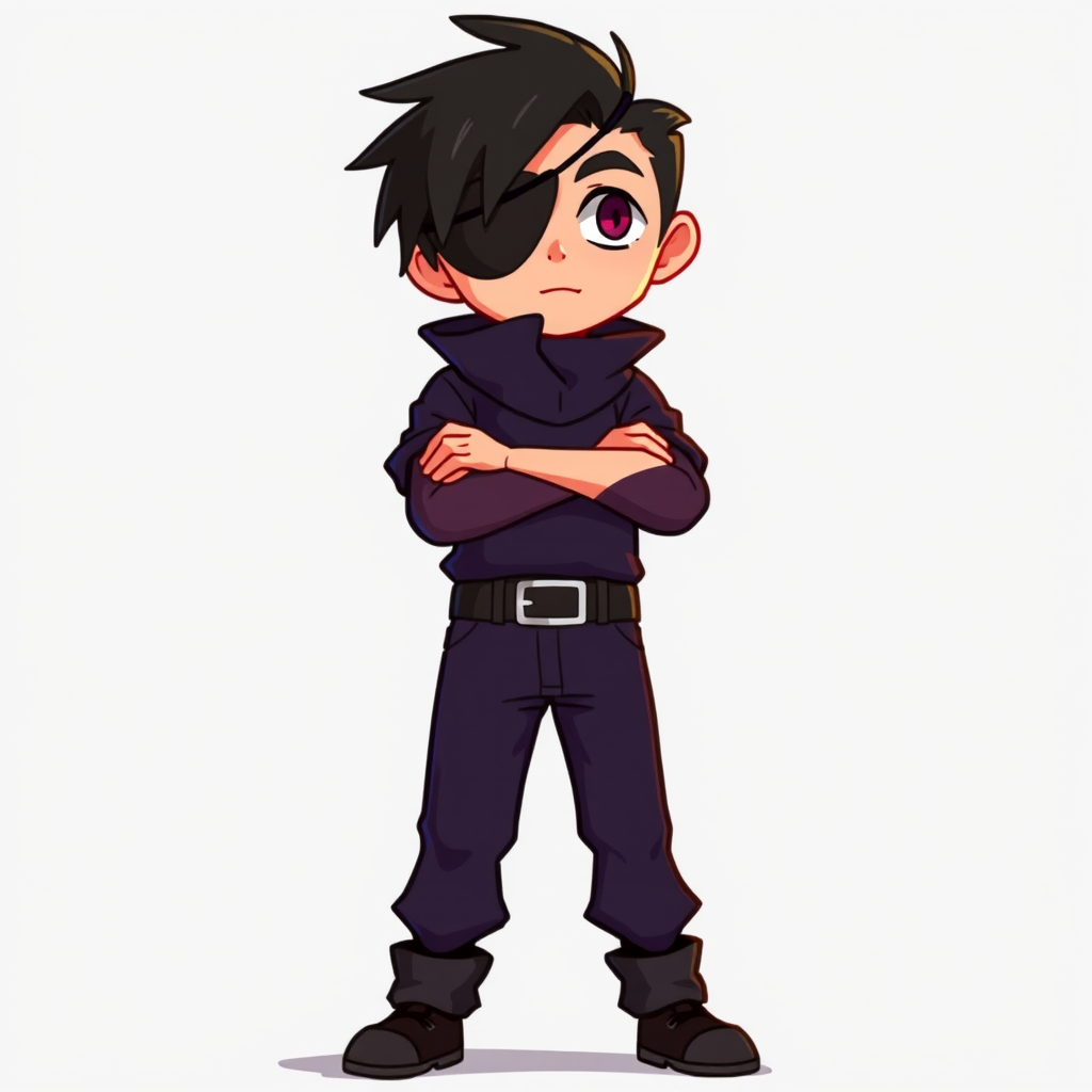 animation full hair dark purple clothes eye patch man adult by Free AI Image Generator & Maker - No login required✨ | AIGAZOU