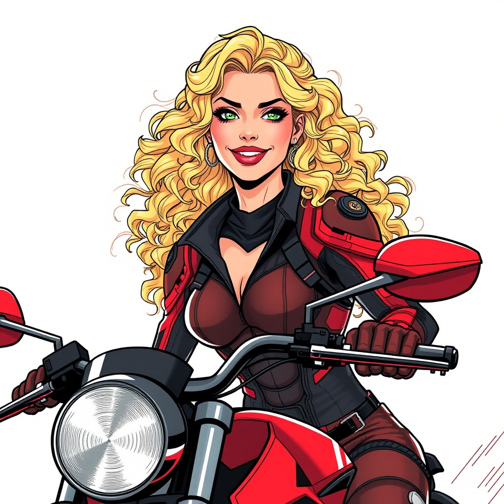 blonde woman smiling futuristic comic drawing by Free AI Image Generator & Maker - No login required✨ | AIGAZOU