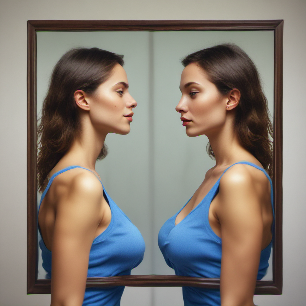 kiss mirror self closeup blue tank top by Free AI Image Generator & Maker - No login required✨ | AIGAZOU