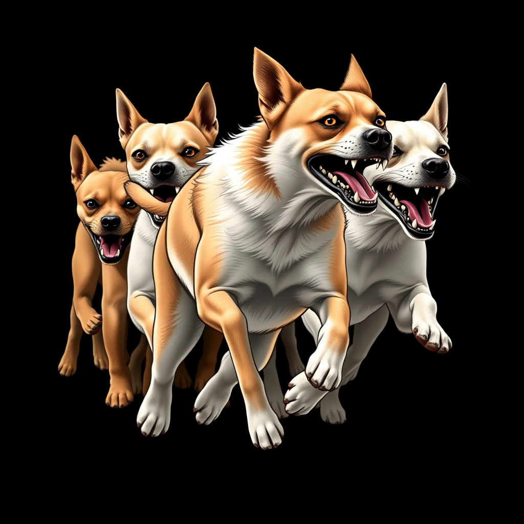 angry running dogs profile view by Free AI Image Generator & Maker - No login required✨ | AIGAZOU