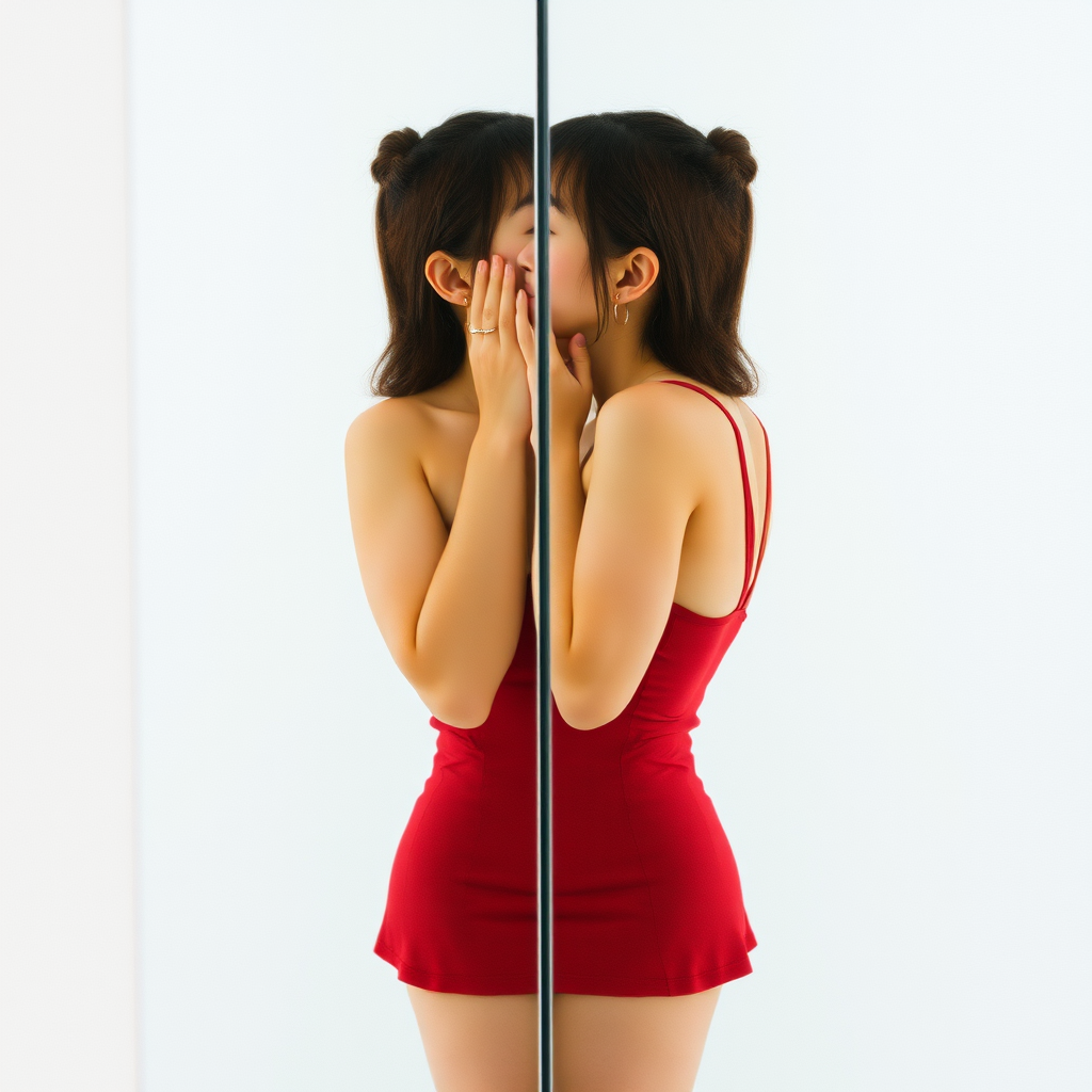 kiss mirror self closeup symmetrical screen by Free AI Image Generator & Maker - No login required✨ | AIGAZOU