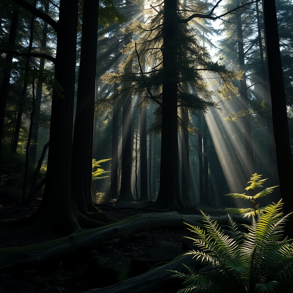 a large dark forest with big leaf trees by 免費AI圖像生成工具 AI製圖 | AIGAZOU
