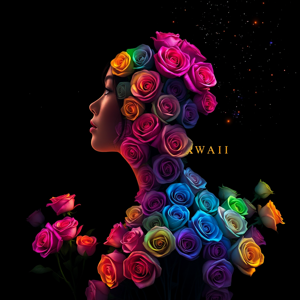 beautiful 3dcg art kawaii silhouette rainbow roses by Free AI Image Generator & Maker - No login required✨ | AIGAZOU