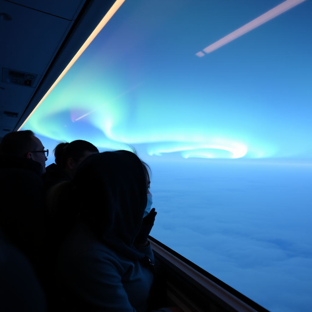 passengers gazing at aurora skies by Free AI Image Generator & Maker - No login required✨ | AIGAZOU