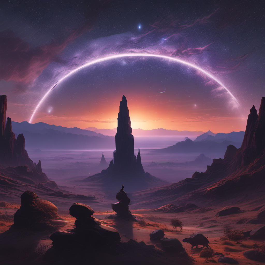 massive ring shaped object hovers above desolate landscape by Free AI Image Generator & Maker - No login required✨ | AIGAZOU