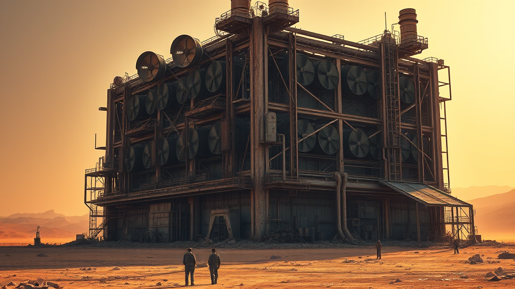 cyberpunk abandoned cubic factory alien desert by Free AI Image Generator & Maker - No login required✨ | AIGAZOU