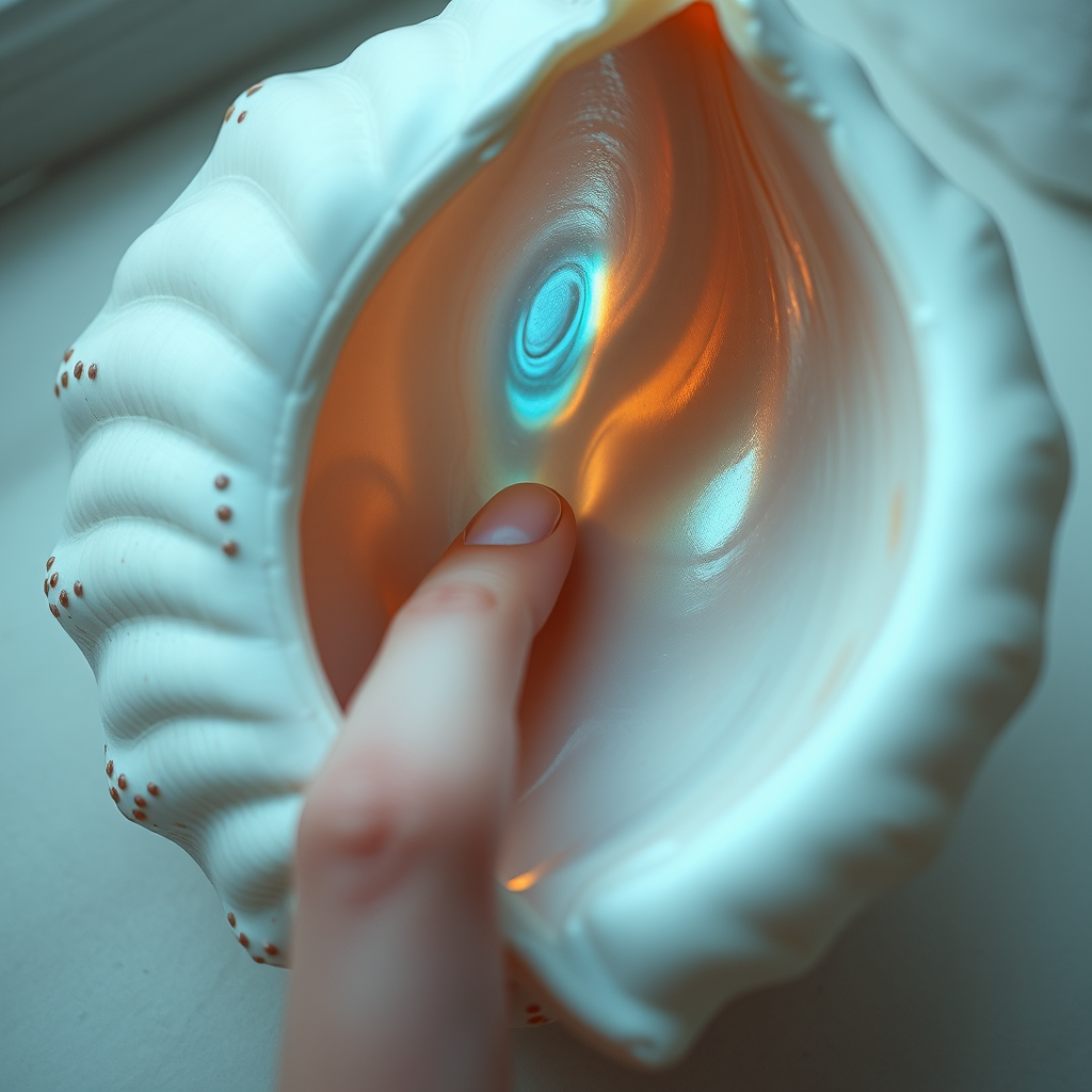 surreal delicate finger caressing seashell dreamlike by Free AI Image Generator & Maker - No login required✨ | AIGAZOU