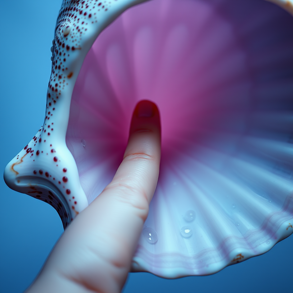 surreal delicate infant finger caressing seashell by Free AI Image Generator & Maker - No login required✨ | AIGAZOU