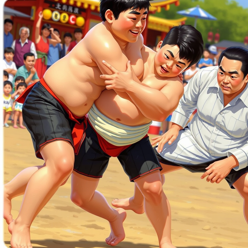 3dcg catoon touch illustration kids sumo tournament by Free AI Image Generator & Maker - No login required✨ | AIGAZOU