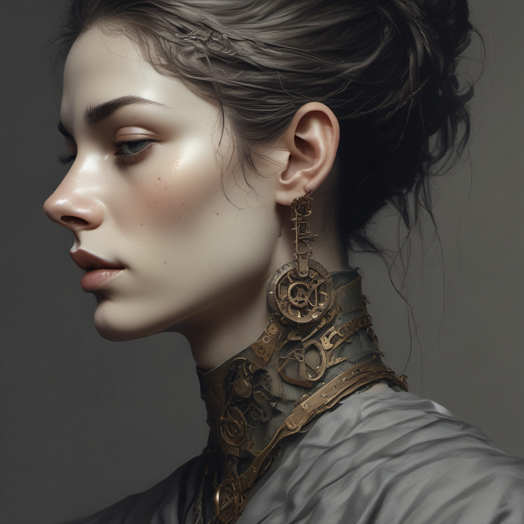 stylized portrait mechanical figure melancholic beauty by Free AI Image Generator & Maker - No login required✨ | AIGAZOU