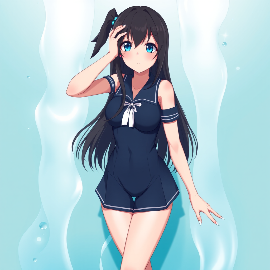 anime girl school swimsuit blue eyes by Free AI Image Generator & Maker - No login required✨ | AIGAZOU