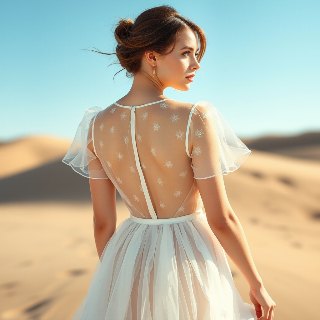 blue eyes mom wears transparent organza dress by Free AI Image Generator & Maker - No login required✨ | AIGAZOU