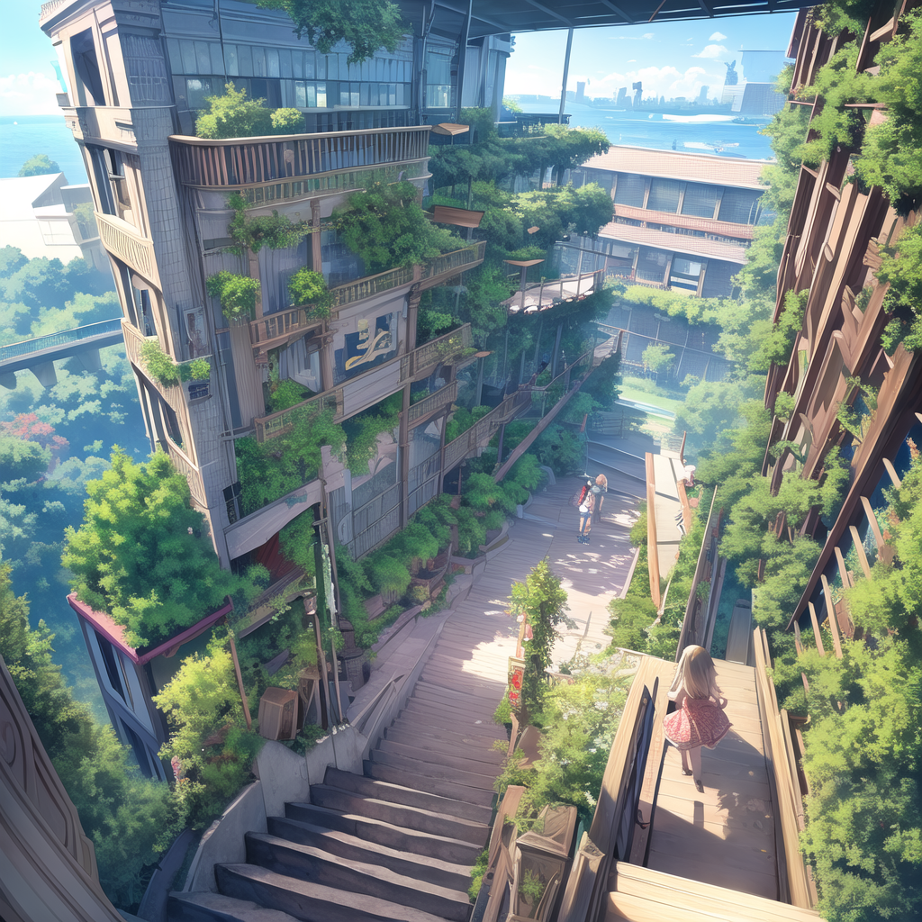 stairway to the sky many people by Free AI Image Generator & Maker - No login required✨ | AIGAZOU