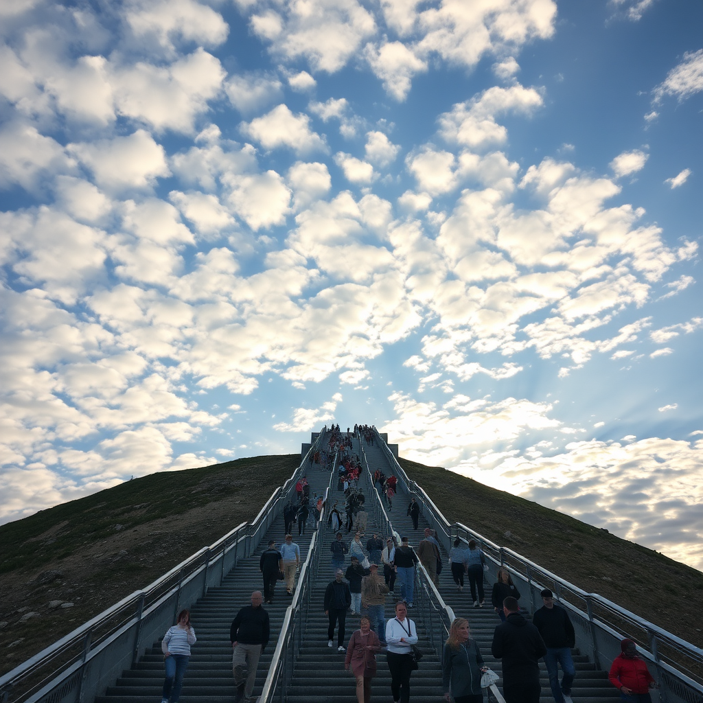 stairway to the sky many people by Free AI Image Generator & Maker - No login required✨ | AIGAZOU