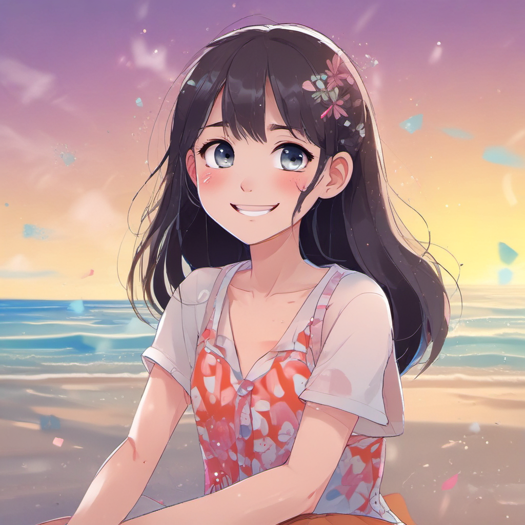 fair skinned girl smiling summer sea date by Free AI Image Generator & Maker - No login required✨ | AIGAZOU