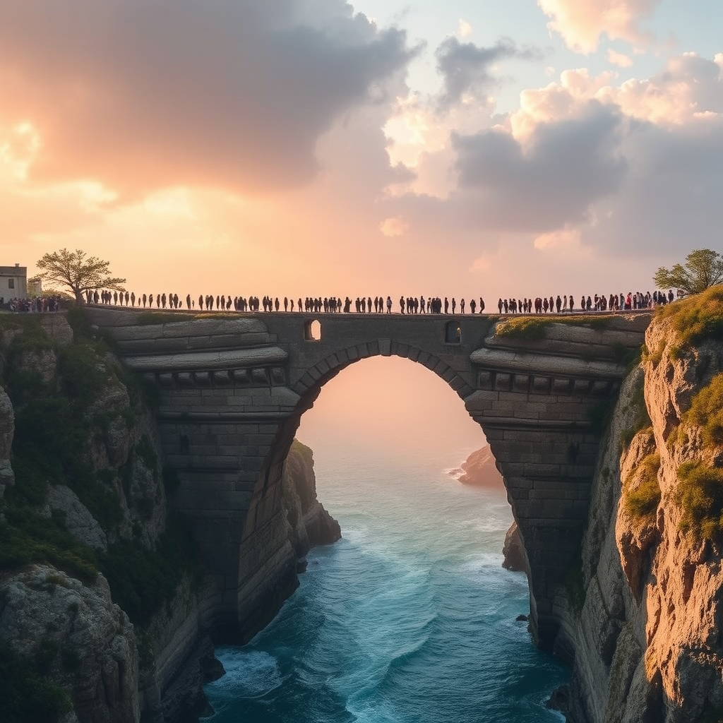 bridge into heaven many people going by Free AI Image Generator & Maker - No login required✨ | AIGAZOU