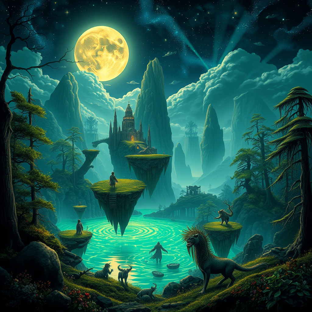 fantasy landscape mystical forest floating islands by Free AI Image Generator & Maker - No login required✨ | AIGAZOU