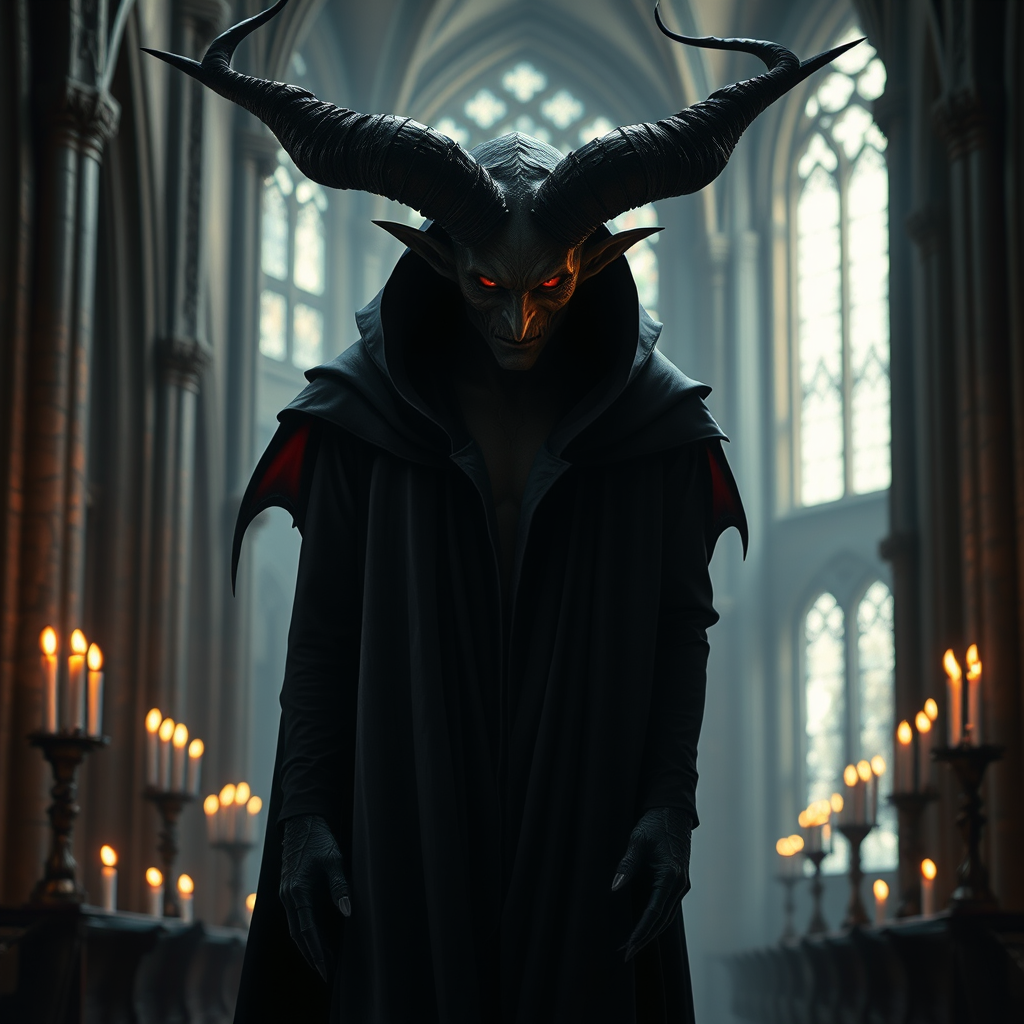 gothic romanticism demonic figure intricate horns by Free AI Image Generator & Maker - No login required✨ | AIGAZOU