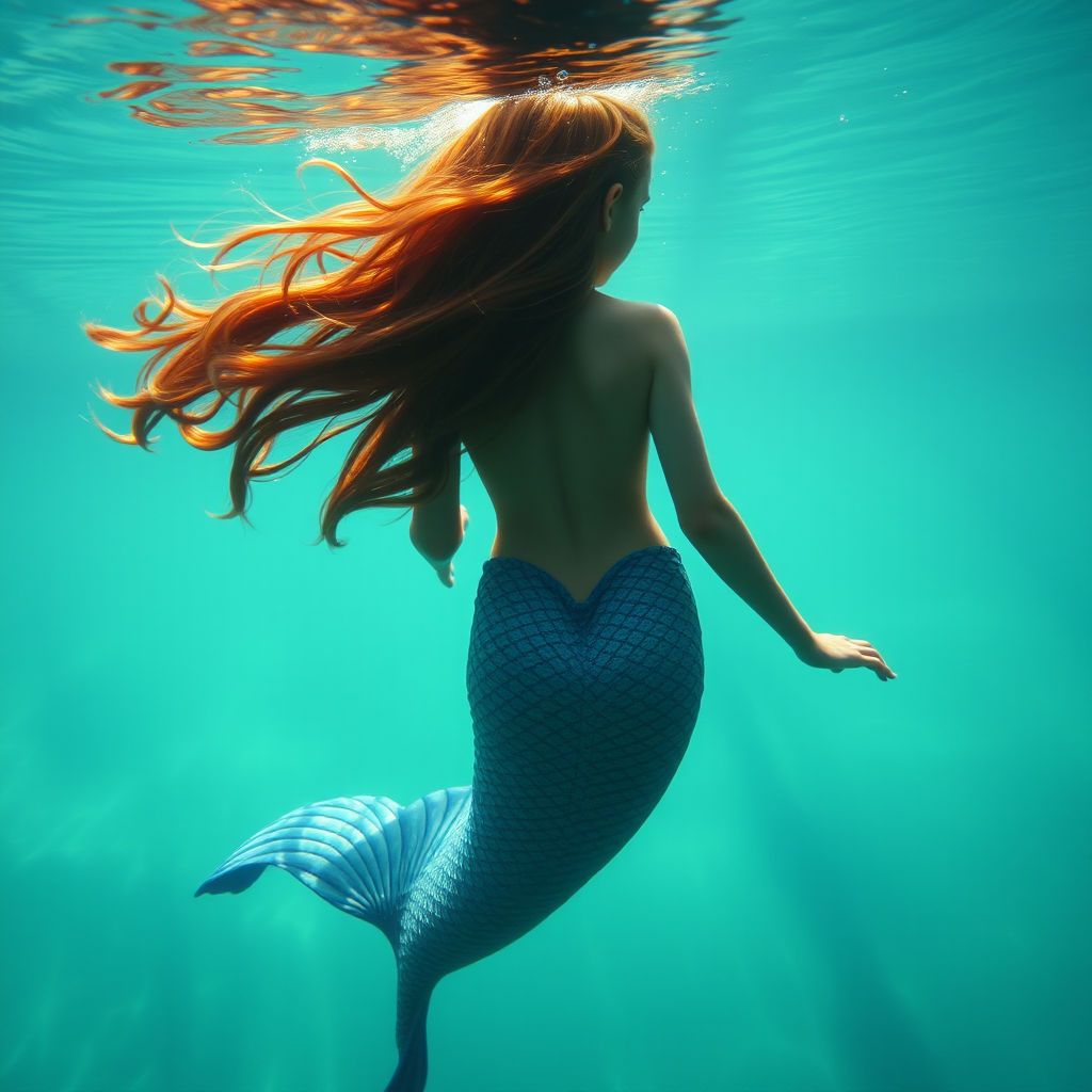 girl mermaid underwater back by Free AI Image Generator & Maker - No login required✨ | AIGAZOU