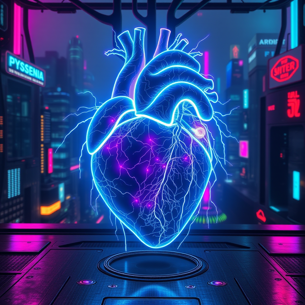 cyberpunk glowing heart neon lights futuristic city by Free AI Image Generator & Maker - No login required✨ | AIGAZOU