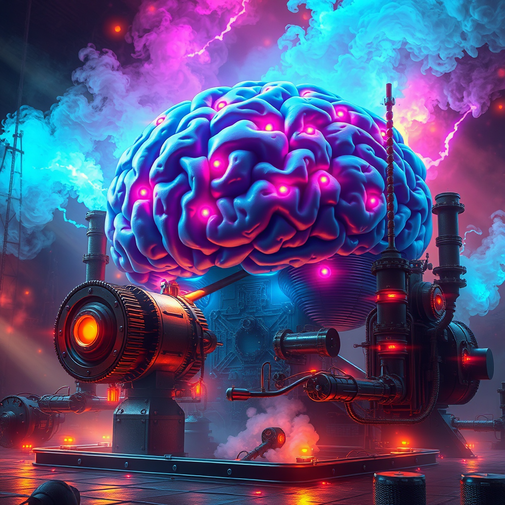 steampunk giant brain powered by steam engine by Free AI Image Generator & Maker - No login required✨ | AIGAZOU