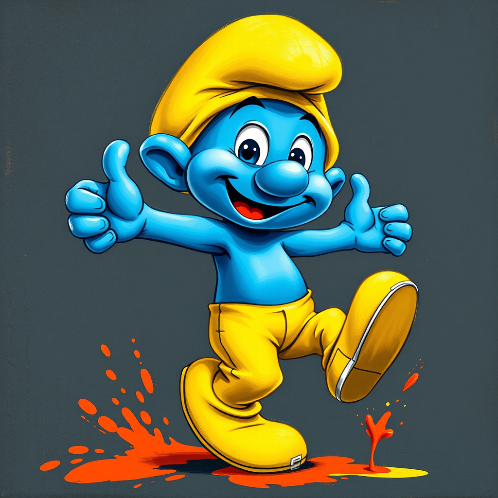 vibrant painterly smurf leaping dynamic by Free AI Image Generator & Maker - No login required✨ | AIGAZOU