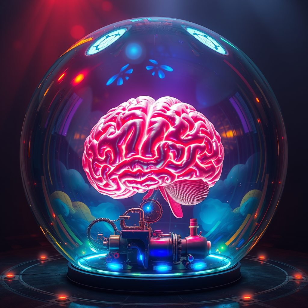 huge glass sphere with brain powered by steam engine by Free AI Image Generator & Maker - No login required✨ | AIGAZOU