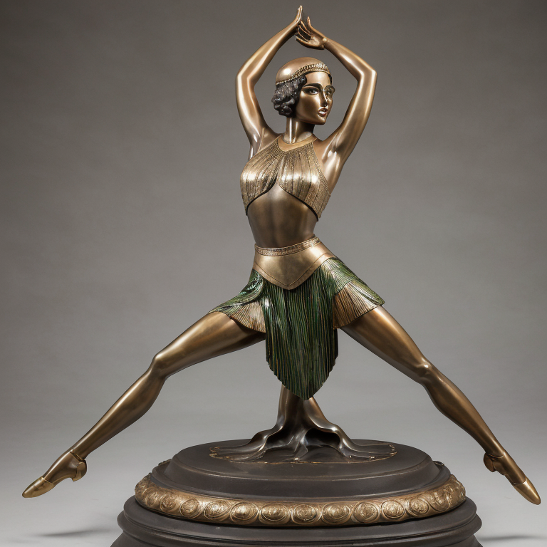 bronze sculpture african dancer art deco by Free AI Image Generator & Maker - No login required✨ | AIGAZOU