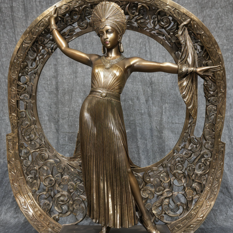 bronze sculpture african dancer art deco by Free AI Image Generator & Maker - No login required✨ | AIGAZOU