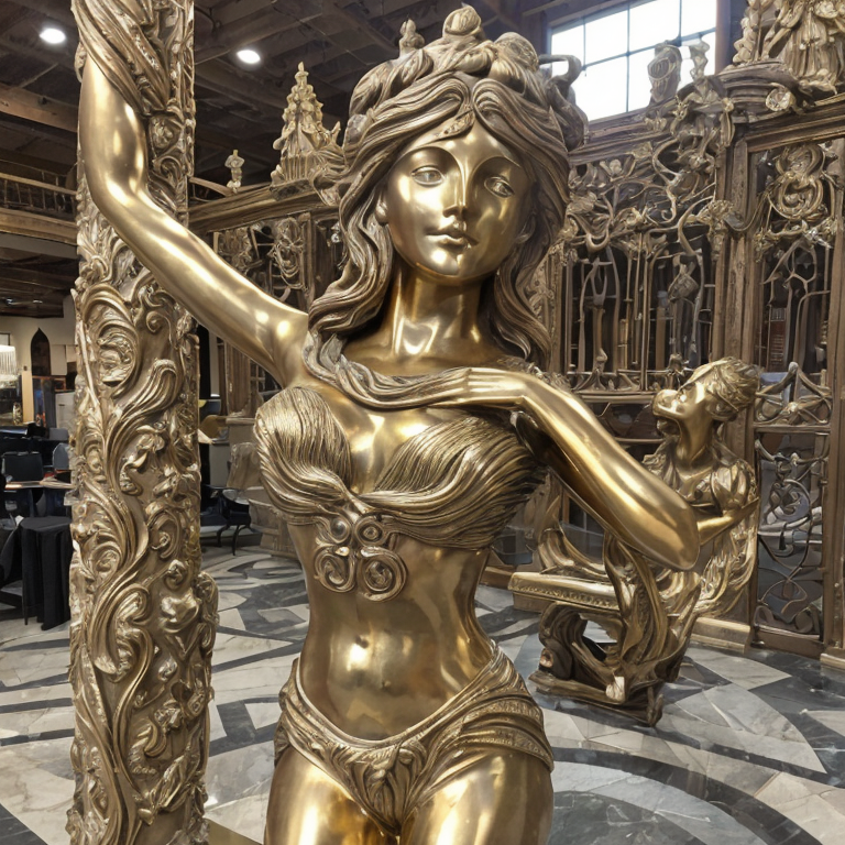 bronze sculpture nude woman art nouveau by Free AI Image Generator & Maker - No login required✨ | AIGAZOU