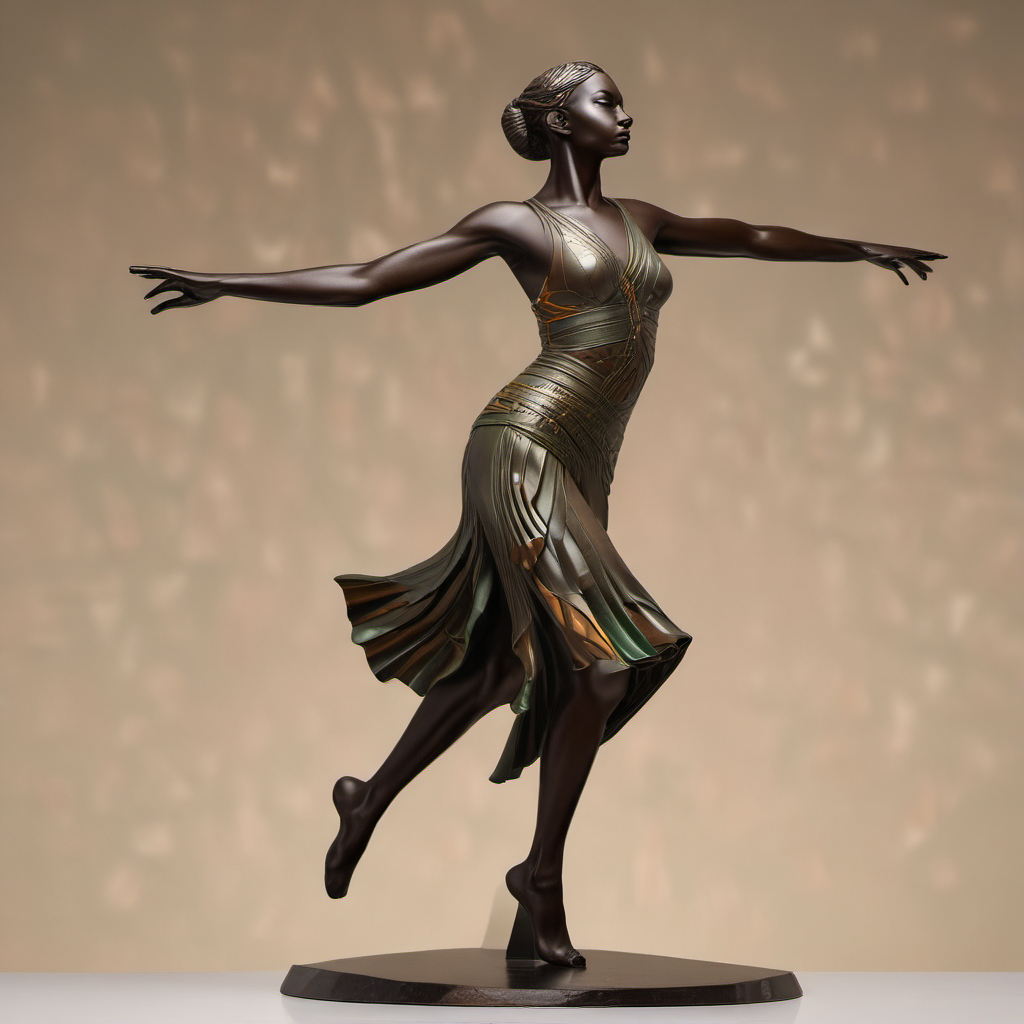 bronze sculpture african dancer art deco by Free AI Image Generator & Maker - No login required✨ | AIGAZOU