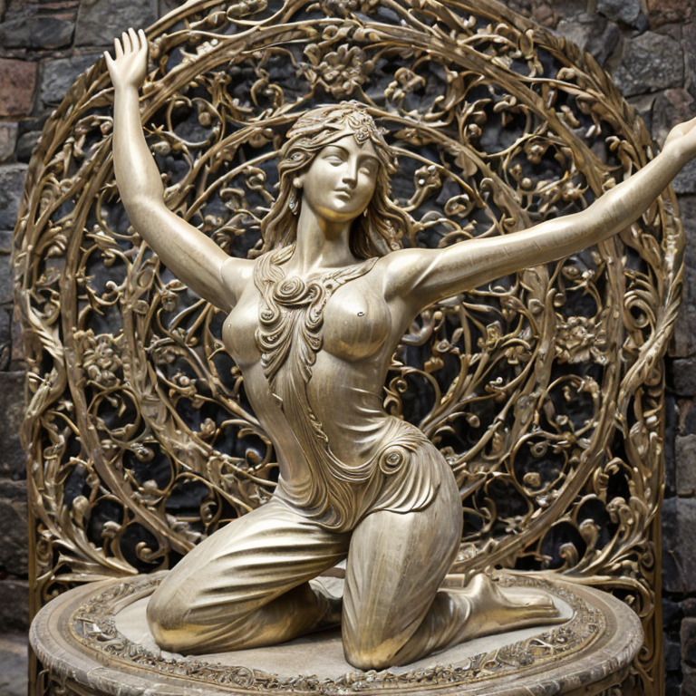 bronze sculpture nude woman art nouveau by Free AI Image Generator & Maker - No login required✨ | AIGAZOU
