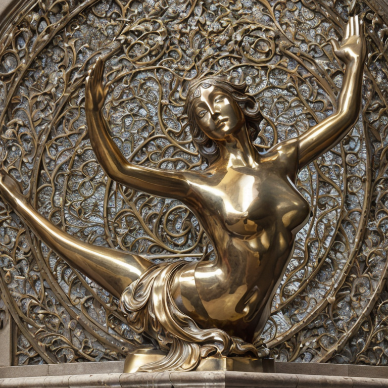 bronze sculpture nude woman art nouveau by Free AI Image Generator & Maker - No login required✨ | AIGAZOU