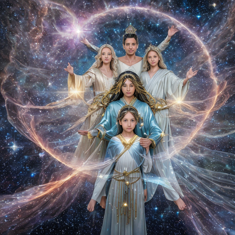 glowing symbolic family portrait spiritual fantasy by Free AI Image Generator & Maker - No login required✨ | AIGAZOU