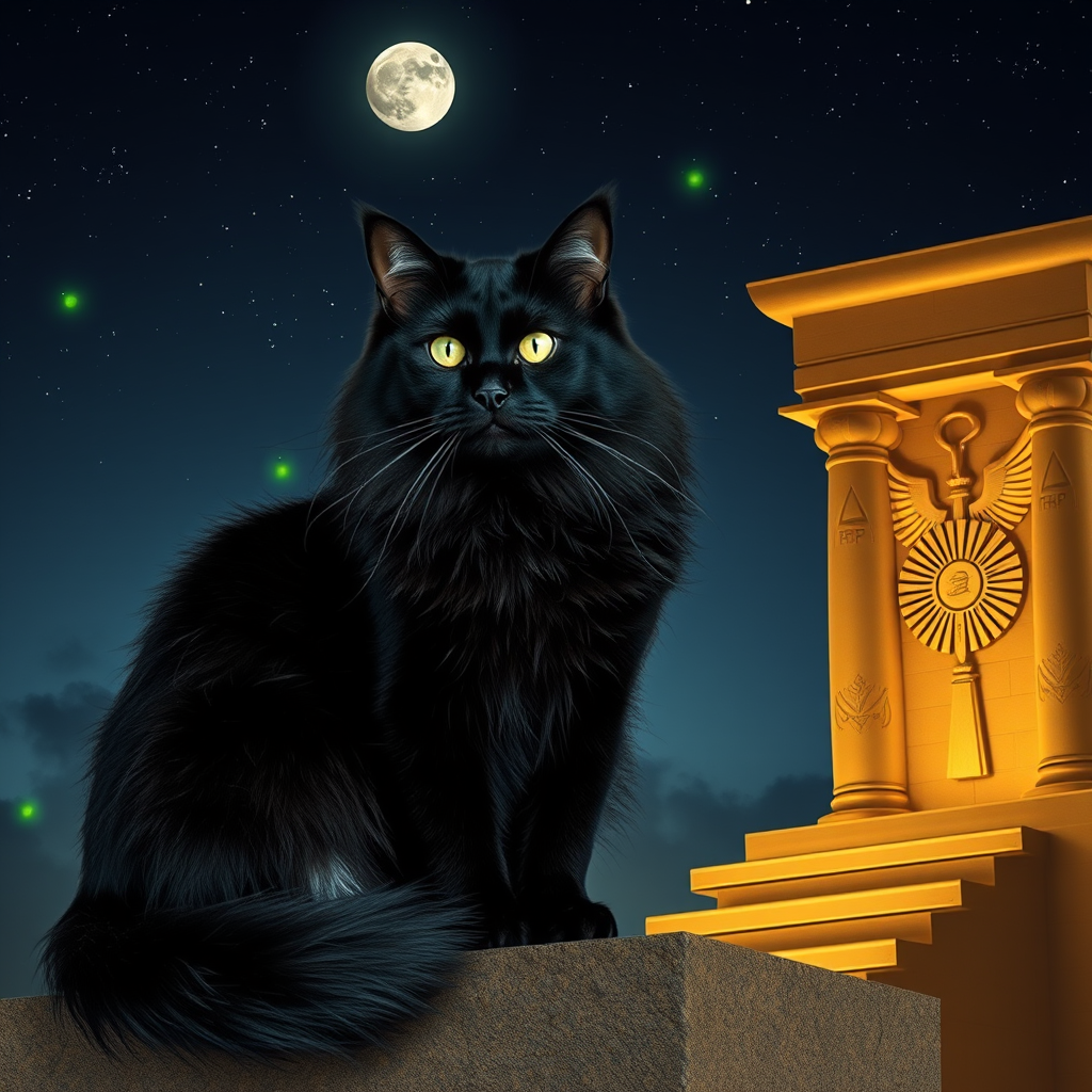 black angora cat with silver tips green eyes by Free AI Image Generator & Maker - No login required✨ | AIGAZOU
