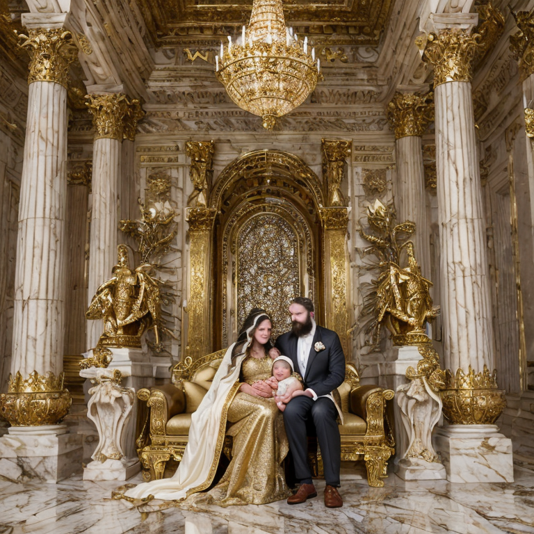divine family golden armor marble hall by Free AI Image Generator & Maker - No login required✨ | AIGAZOU