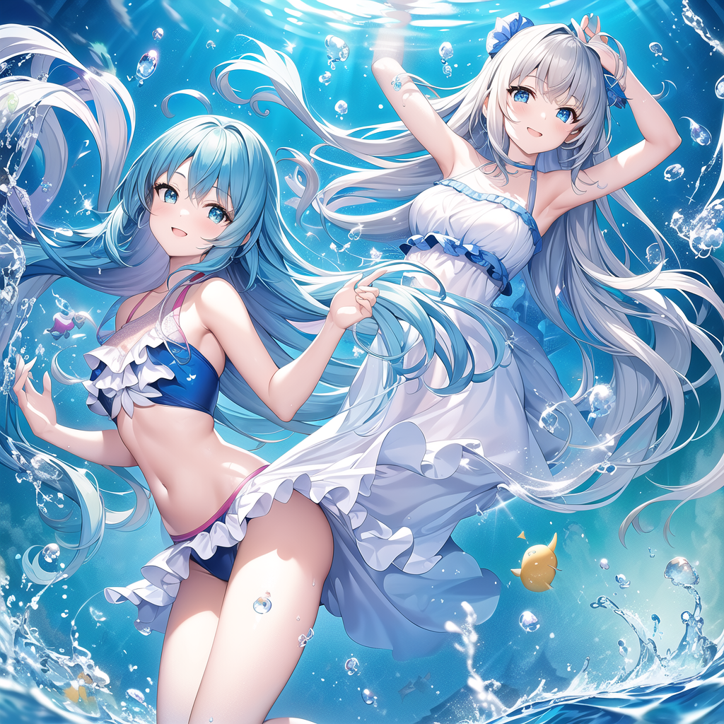 fantasy young girl swimming crystal clear pool by Free AI Image Generator & Maker - No login required✨ | AIGAZOU