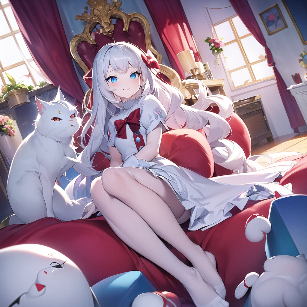 fluffy white cat with big blue eyes by Free AI Image Generator & Maker - No login required✨ | AIGAZOU