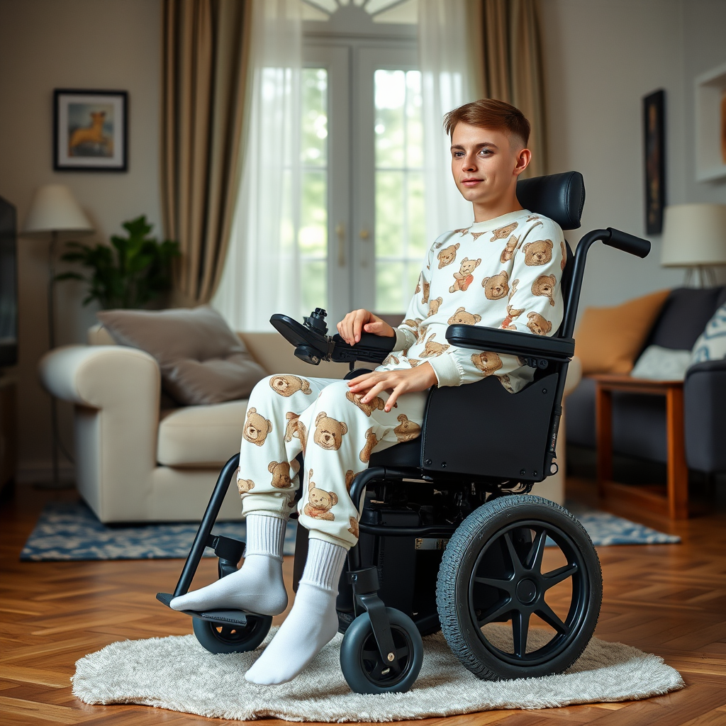 young man in wheelchair wearing pajamas by Free AI Image Generator & Maker - No login required✨ | AIGAZOU