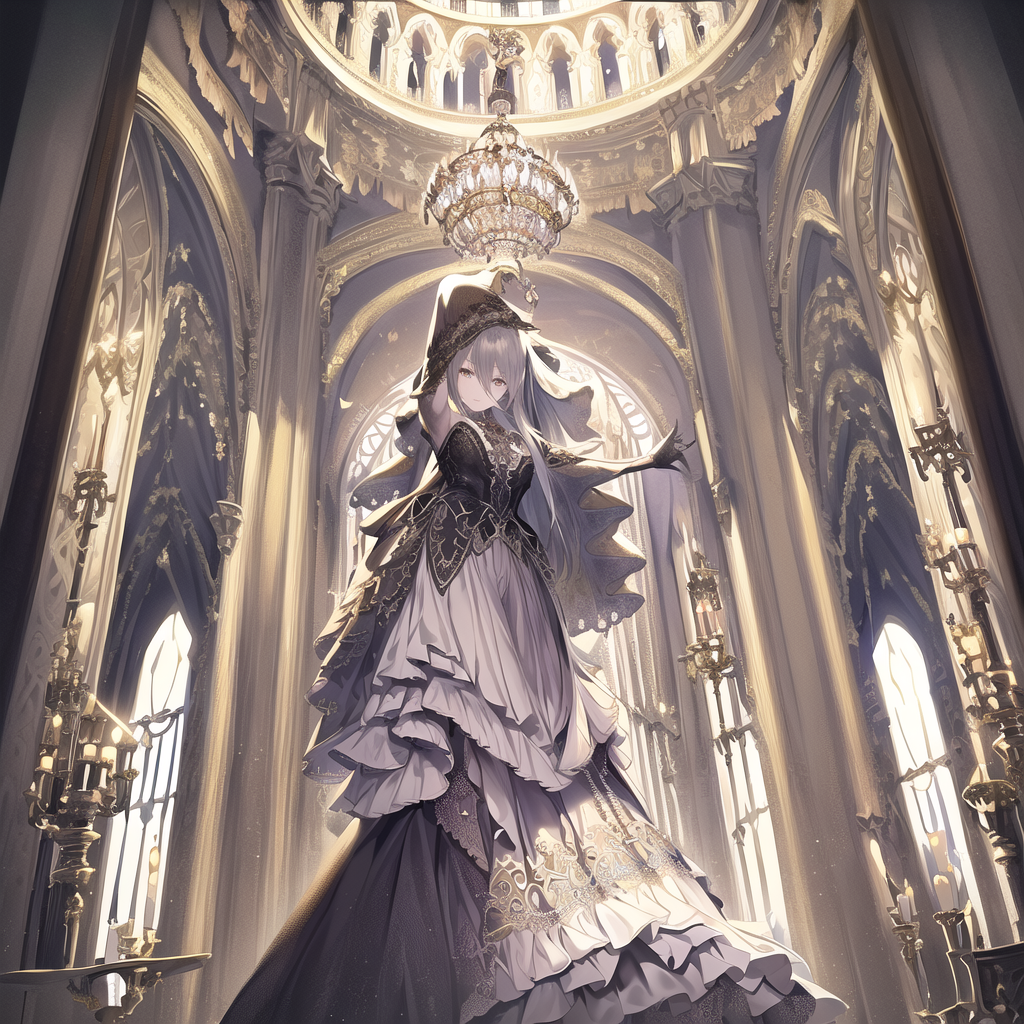 gothic art young girl dancing magical castle by Free AI Image Generator & Maker - No login required✨ | AIGAZOU