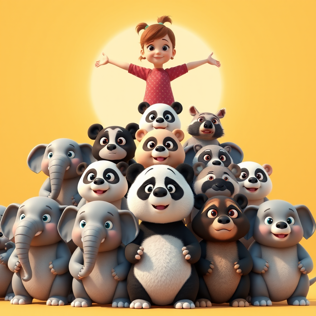 3dcg animals pyramid cute humorous by Free AI Image Generator & Maker - No login required✨ | AIGAZOU