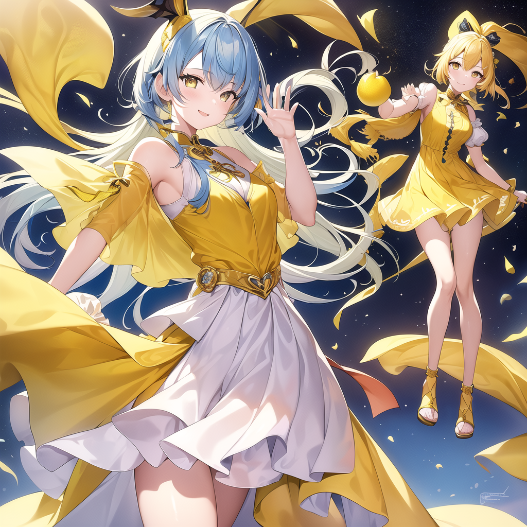 lemon haired side tail smiling girl by Free AI Image Generator & Maker - No login required✨ | AIGAZOU