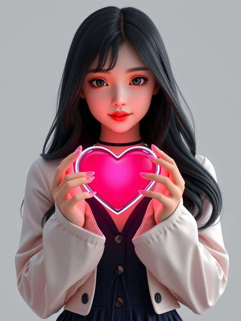 3dcg girl model showing heart toy by Free AI Image Generator & Maker - No login required✨ | AIGAZOU