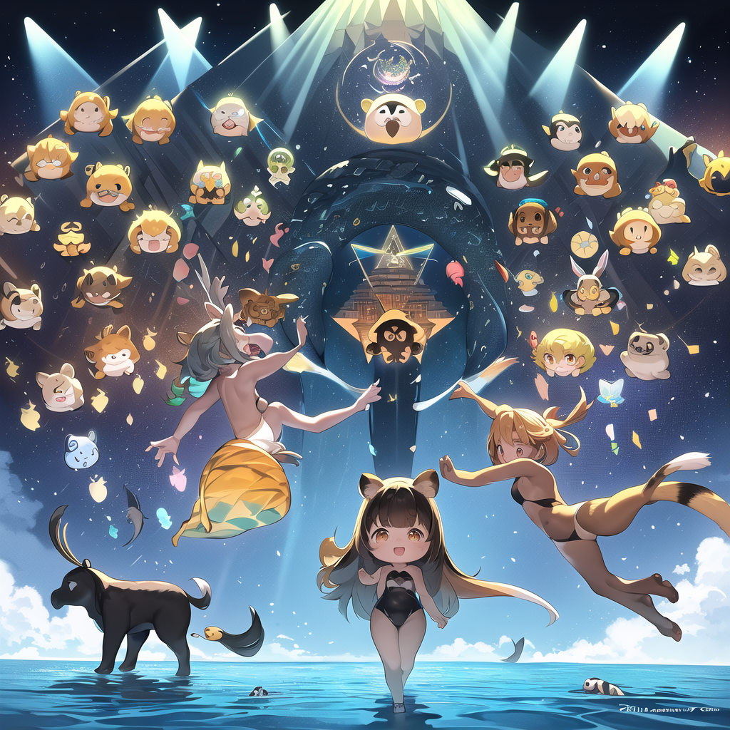 3dcg animals pyramid cute humorous by Free AI Image Generator & Maker - No login required✨ | AIGAZOU