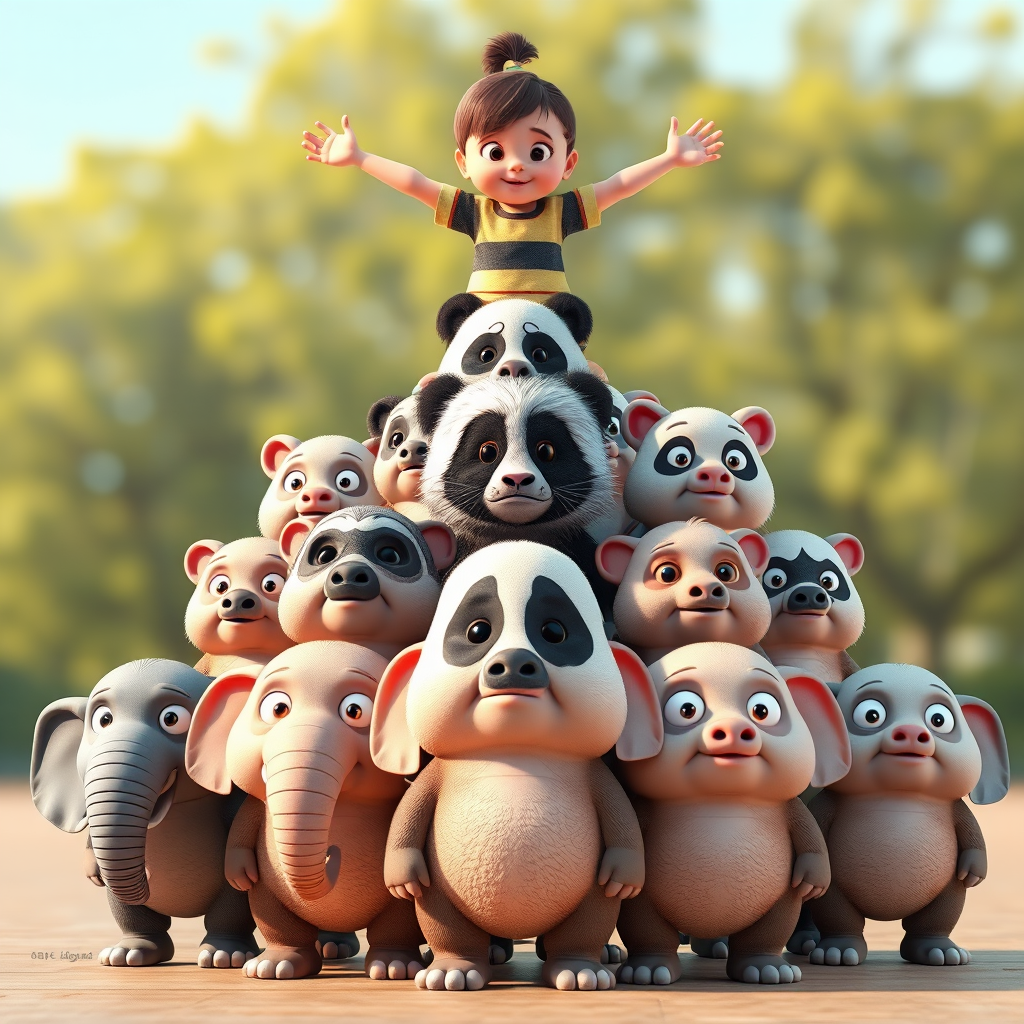 3dcg animals pyramid cute humorous by Free AI Image Generator & Maker - No login required✨ | AIGAZOU