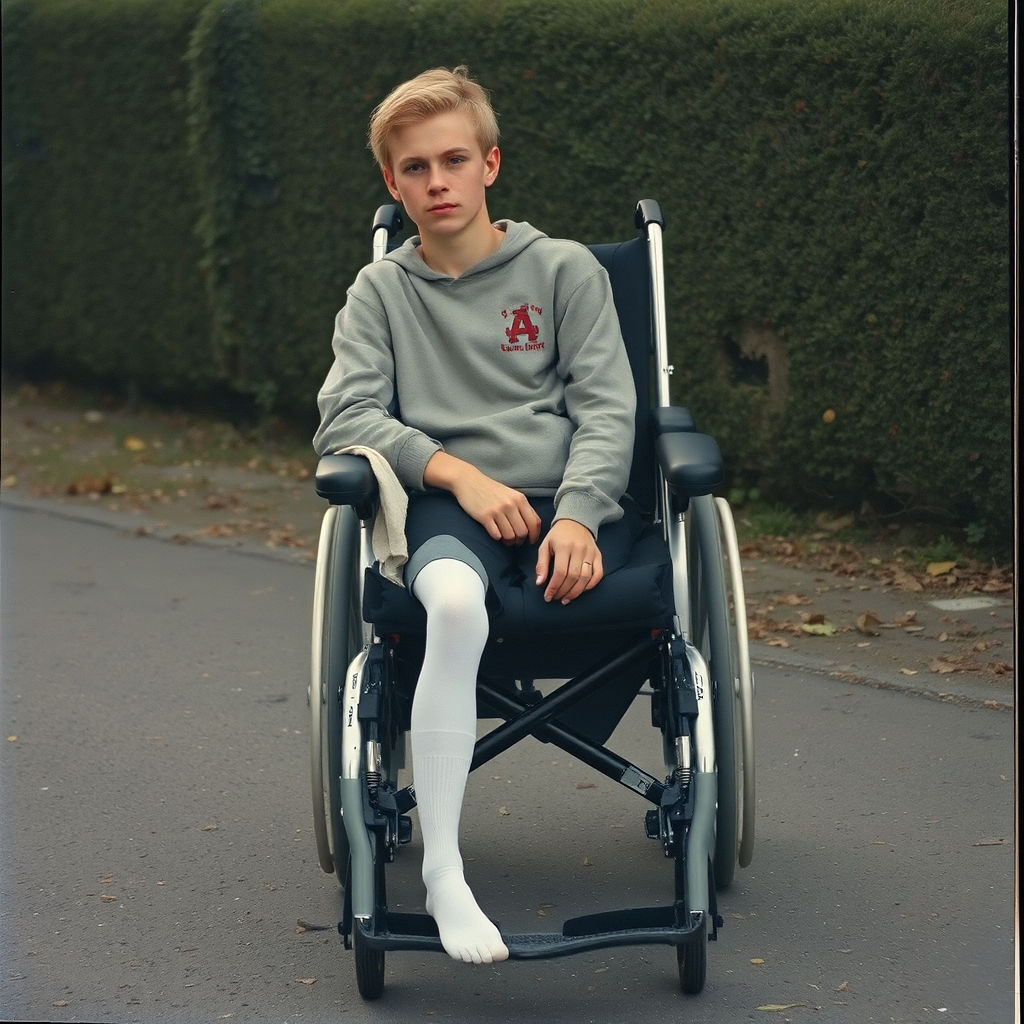 young european boy wheelchair short hair by Free AI Image Generator & Maker - No login required✨ | AIGAZOU