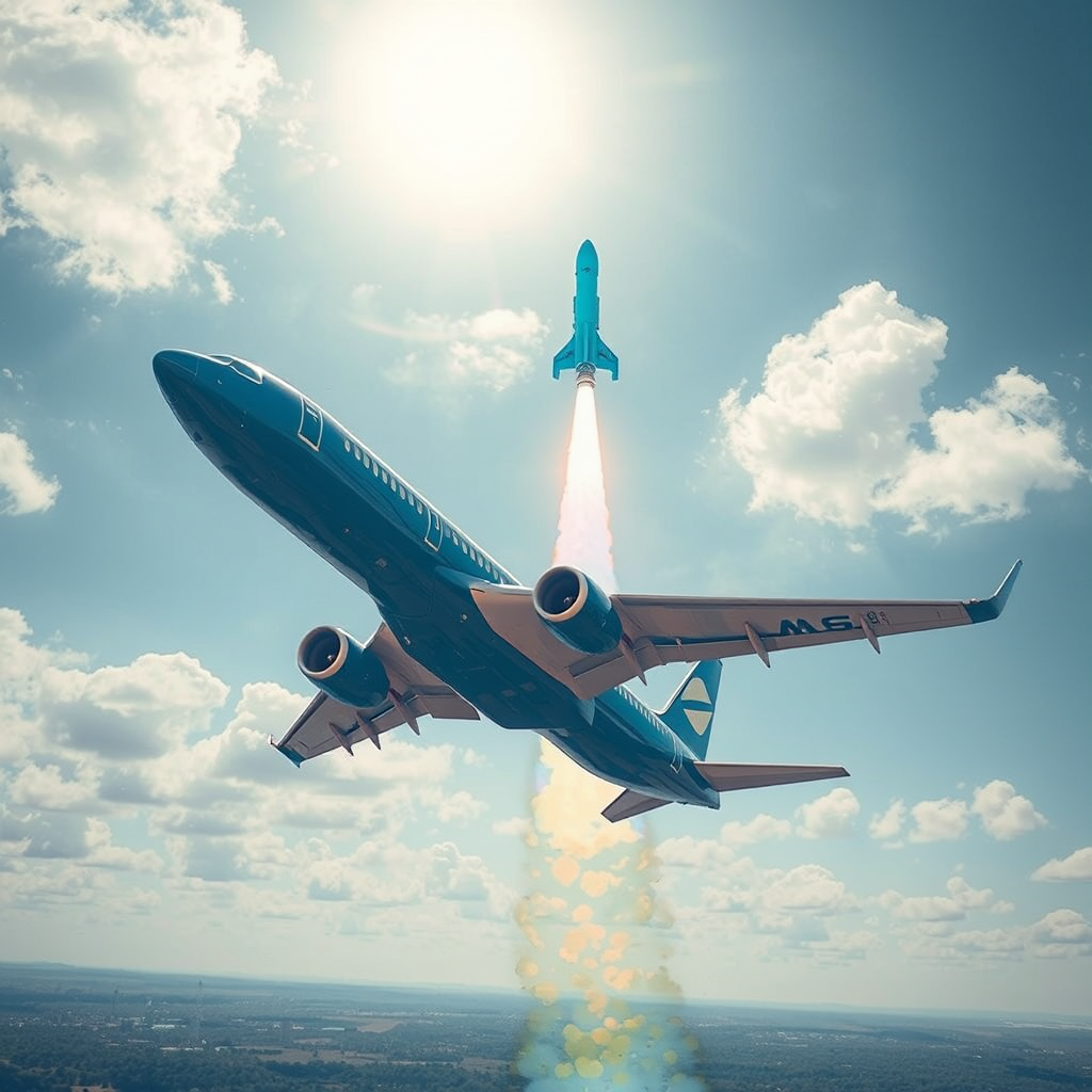 passenger jet flying night sky rocket launch by Free AI Image Generator & Maker - No login required✨ | AIGAZOU