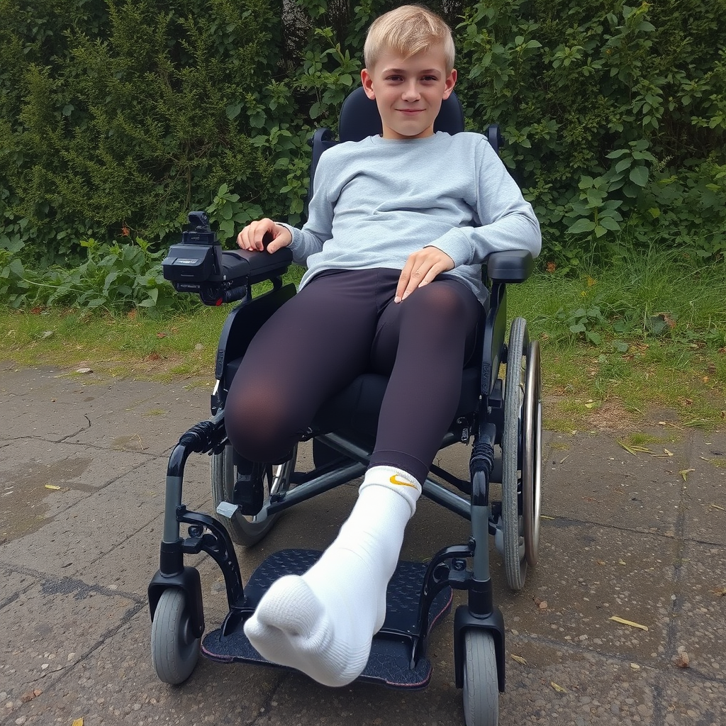 young european boy wheelchair short hair by Free AI Image Generator & Maker - No login required✨ | AIGAZOU