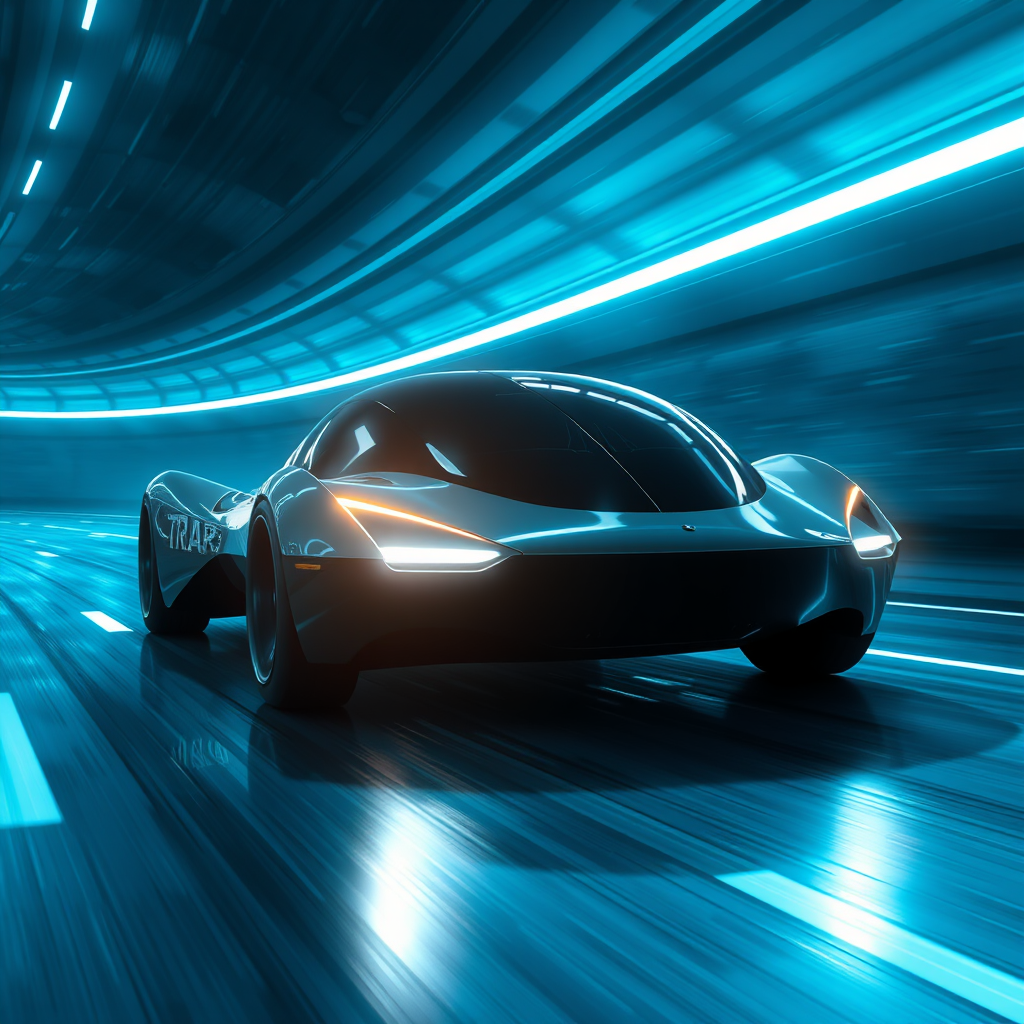 futuristic solar car speeding underwater tunnel by Free AI Image Generator & Maker - No login required✨ | AIGAZOU